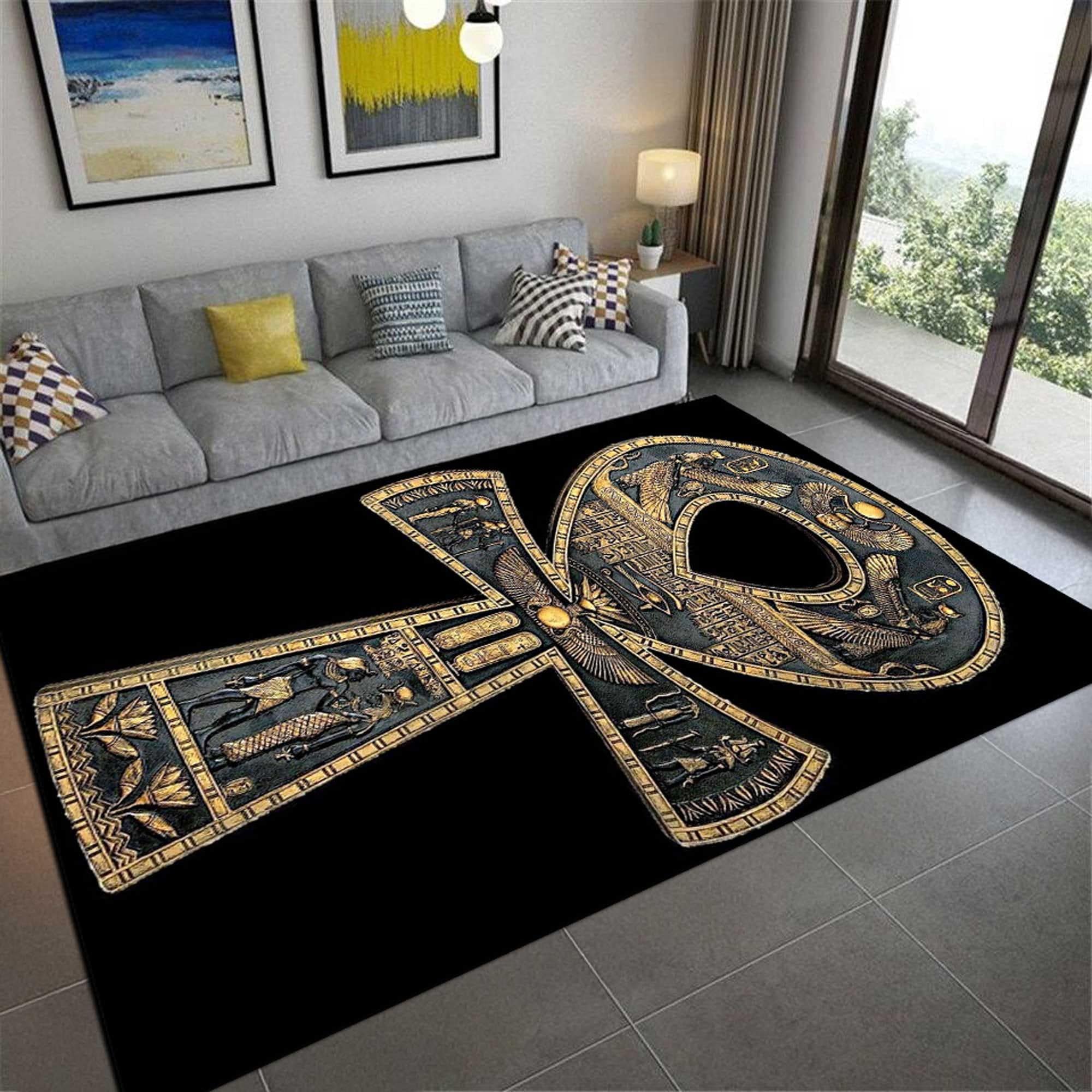Egyptian Ankh Symbol Rug, Mystical Occult Floor Decor, Non-slip - Etsy