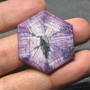 Natural Trapiche Ruby Hexagon Cut Gemstone, Unique Starburst Inclusions, Rare Collector Ruby 57.10 CT Specimen