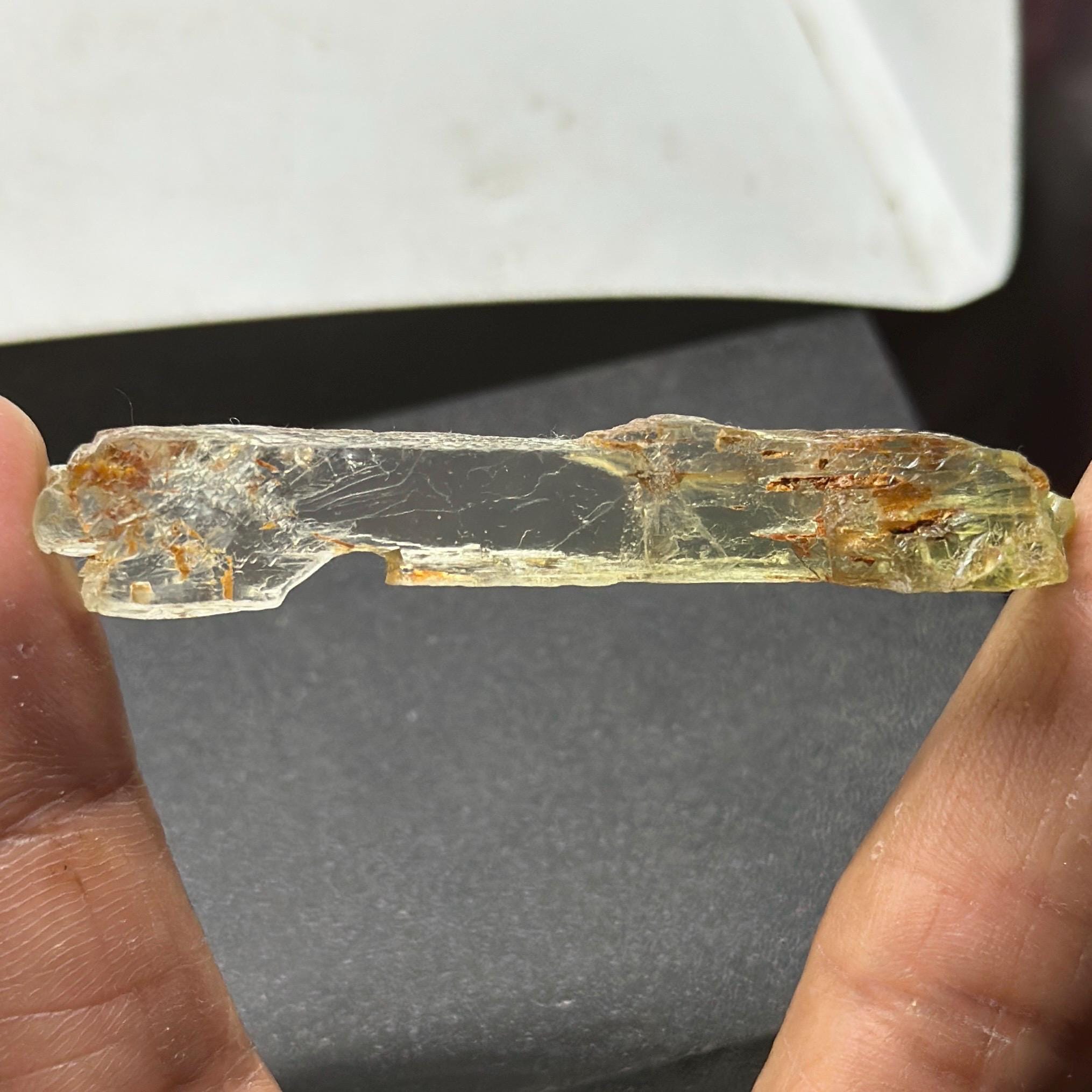 Natural Kunzite Crystal Rod – Transparent Pale Green Spodumene – Raw ...