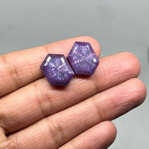 Par de rubíes trapiche naturales – Gemas a juego con talla hexagonal – Rubíes con patrón de estrella poco comunes de 28,80 quilates