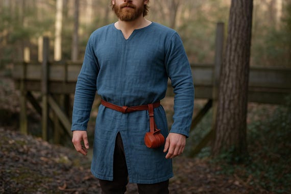 Medieval Larp Viking Tunic, Ren Faire Pirate Tunic, Renaissance Men's Long Tunic, Retro Viking Cosplay Shirt, Aesthetic Knight Warrior Tunic