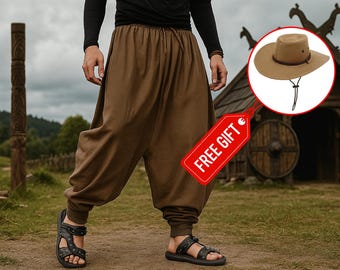 Pantaloni Medievali Gerold In Cotone 100% Per Uomo, Abbigliamento Vichingo, LARP, Cosplay, Chiusura Con Coulisse Ed Elastico, Neri. - 5