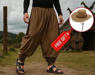Pantaloni Medievali Gerold Da Uomo In Cotone 100% - Comodi Con Elastico E Coulisse, Perfetti Per Cosplay Vichingo, LARP E Festival - Leonardo Carbone®