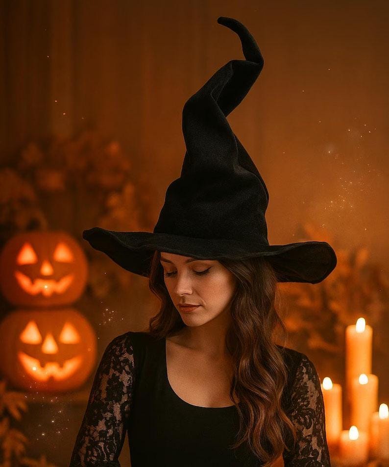 Ren Faire Witchy Hat, Halloween Twisty Hats, Spooky Costume Gothic Hat, Medieval Fair Witch Hat, Wizard Halloween Hats