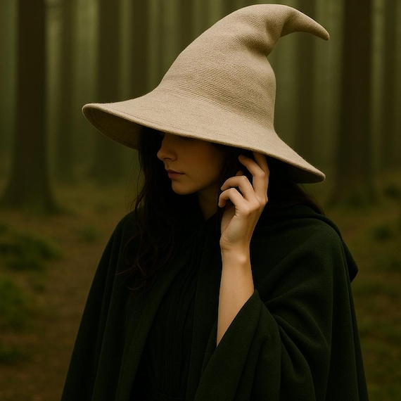 Vintage Ren Faire Witch Hat for Women – Handmade Gothic Halloween Hat + FREE Halloween Necklace