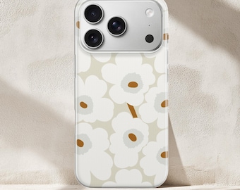Marimekko Floral Handyhülle | Weiße Blumen botanische Abdeckung | iPhone, Samsung und Google Pixel