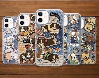 Hund Collage Handyhülle | Welpen Denim Bookish Aufkleber | iPhone, Samsung und Google Pixel