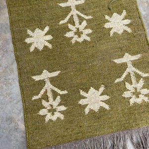Southwestern Area Rug, Green Navajo Geometric Living Room Carpet, Boho Farmhouse Tribal Rug, Rustic Bedroom Accent Rug, Fringe Floor Decor image 7