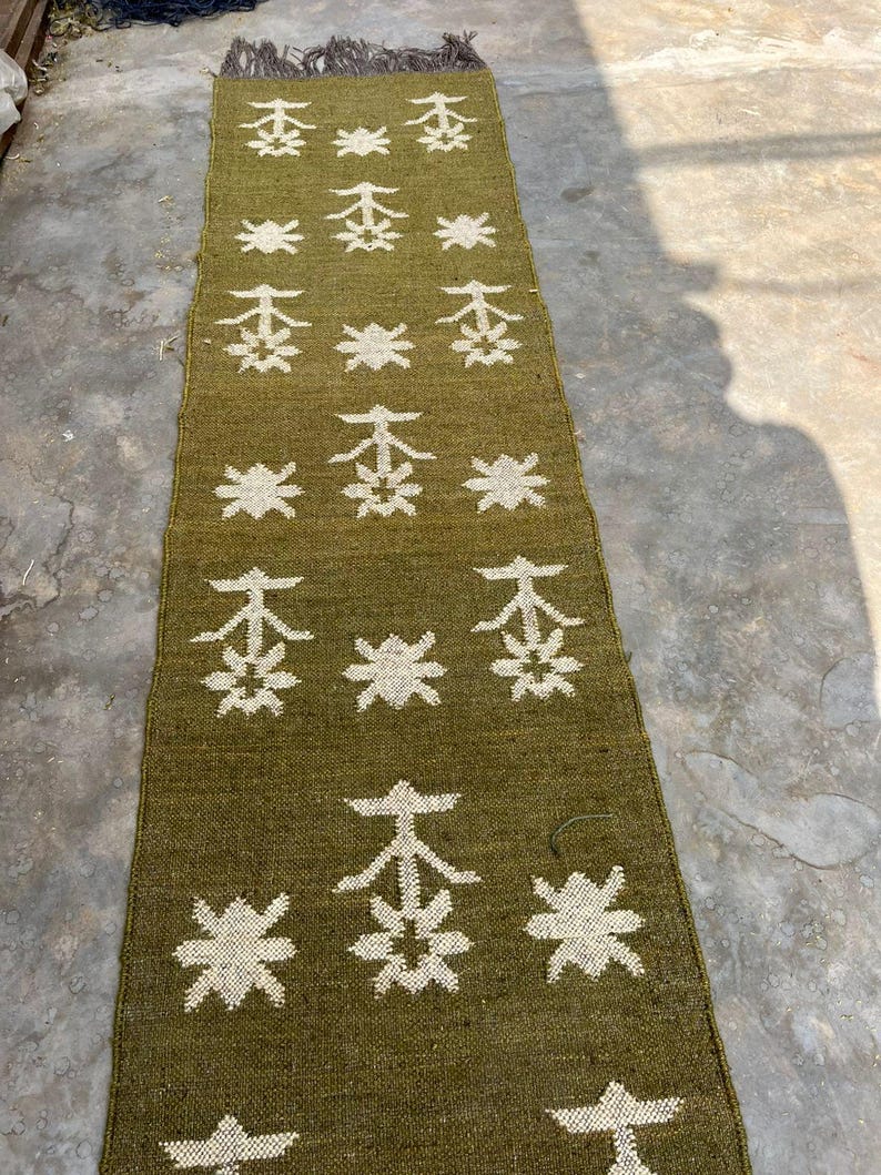 Southwestern Area Rug, Green Navajo Geometric Living Room Carpet, Boho Farmhouse Tribal Rug, Rustic Bedroom Accent Rug, Fringe Floor Decor image 10