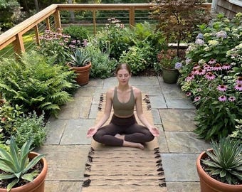 2x6 Brown Yoga Mat Personalized | Cotton Non-Slip Meditation & Prayer Mat | Workout Exercise Rug | Christmas Gift Idea