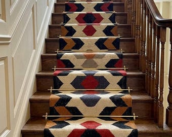 Vintage Kilim Runner Rug, Handwoven Wool Tribal Rug,Boho Geometric Hallway Rug,Southwestern Style Entryway Carpet,Rustic Farmhouse Decor Rug