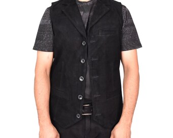 Men Suede Leather Vest, Real Suede Leather Western Cowboy Vest, Men's Black Suede Cowboy Vest, Suede Leather Vest For Men Black Suede Vest