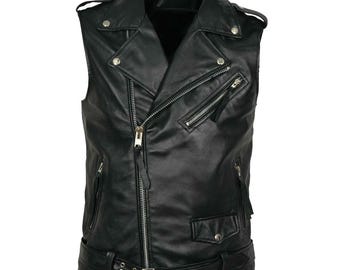 Colete masculino clássico de couro preto para motociclista, colete para motociclista, jaqueta de couro masculina, colete de motociclista, colete masculino, colete personalizado de couro genuíno feito à mão