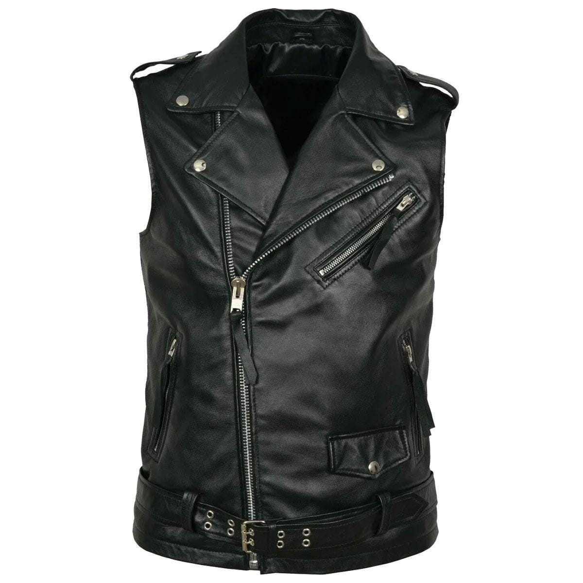Men Classic Motorcycle Black Leather Vest, Motorcycle Vest, Leather Jacket Men, Biker Vest, Mens Vest, Handmade Genuine Leather Custom Vest