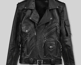 Chaqueta de cuero auténtico estilo Café Racer vintage para hombre, hecha a mano, color negro. Chaqueta de cuero auténtico estilo motociclista antigua para hombre, chaqueta de club motero.