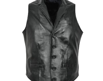 Men's Genuine Leather Biker Vest, Motorcycle Vest, weeding dress waistcoat