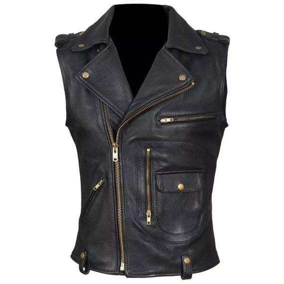 Men Classic Motorcycle Black Leather Vest, Motorcycle Vest, Leather Jacket Men, Biker Vest, Real Leather Vest Waistcoat, Custom Leather Vest