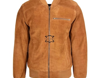 Men’s Slim-Fit Classic Genuine Suede Biker Jacket, Vintage Brown Suede Leather Cowboy Jacket, Western Style Men's Outerwear Unique-One Style