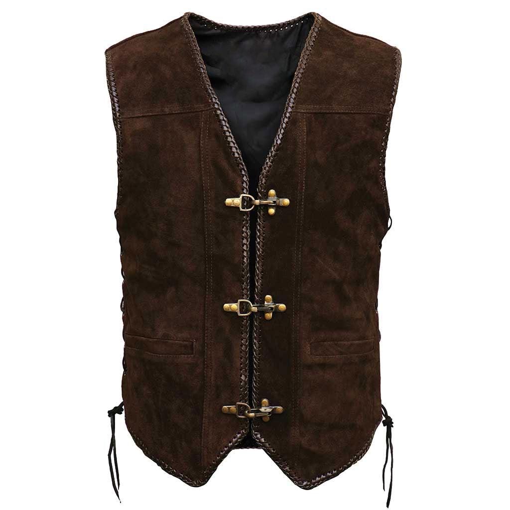 Handmade Men's Genuine Suede Leather Cowboy Heavy Zipper Buckled Rocker Biker Motorcycle Vintage Winter Waistcoat Antique Gifts For Bikers