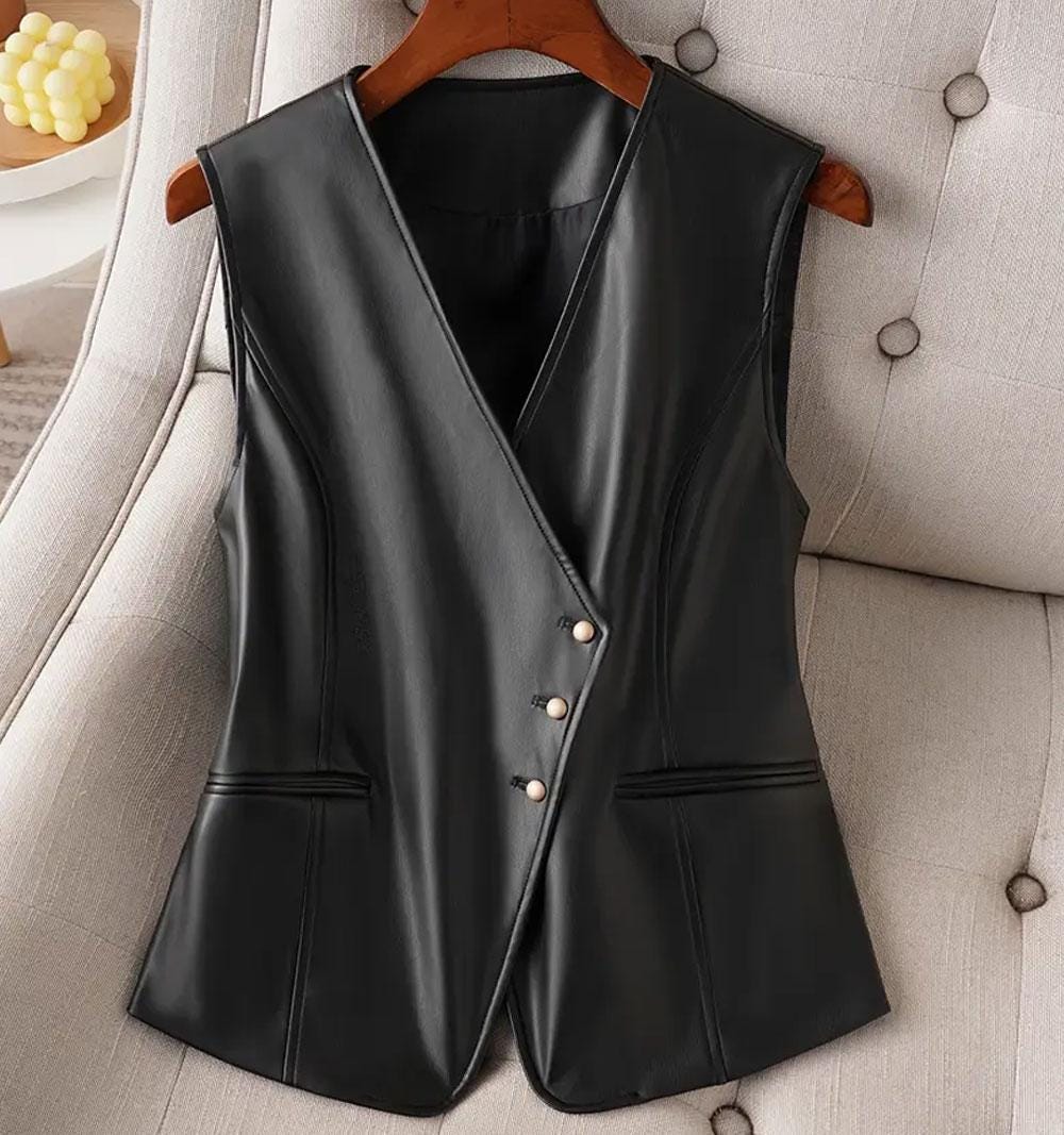 Handmade Black Leather Motorcycle Vest for Women | Real Leather Biker Vest | Custom Fit Biker Vest | Women's Leather Vest | Gift for her