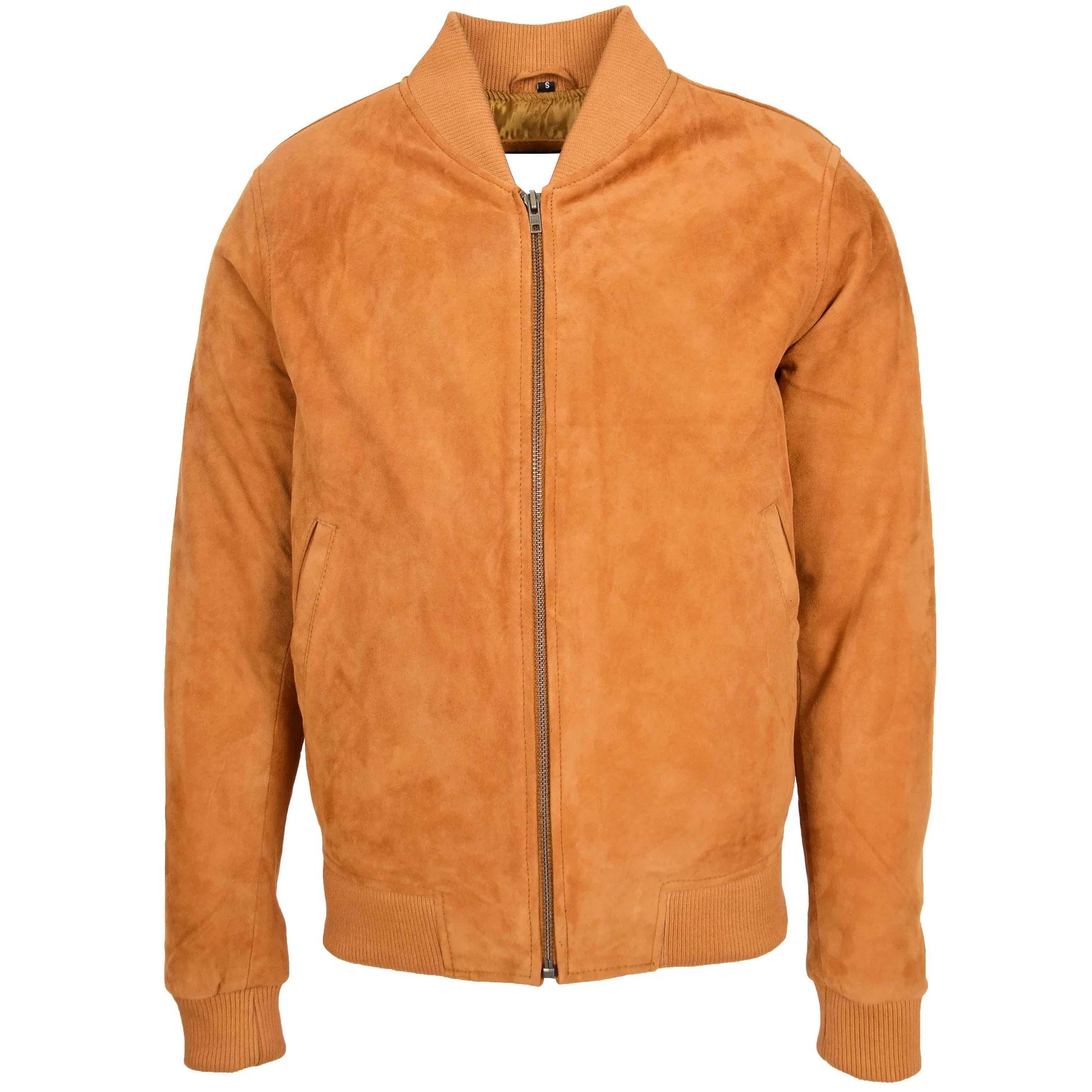 Mens Suede MA-1 Bomber Jacket, Jacket for Men – Classic Tan 