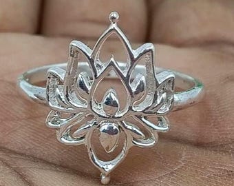 Sterling Silber Lotus Blume Ring, spirituelle Schmuck, handgefertigt