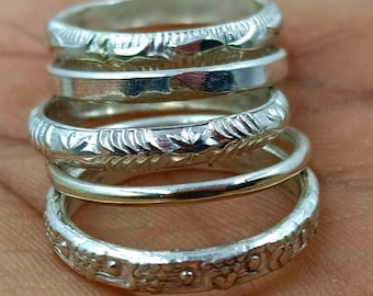 Handmade Sterling Silver Stacking Ring Set | Textured Bands