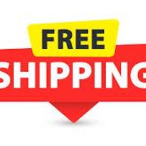 K&ouml;nnte beinhalten: Rotes Banner mit dem wei&szlig;en Text "SHIPPING" und einem gelben Banner dar&uuml;ber mit dem schwarzen Wort "FREE". Das Banner hat ein nach unten zeigendes rotes Dreieck.