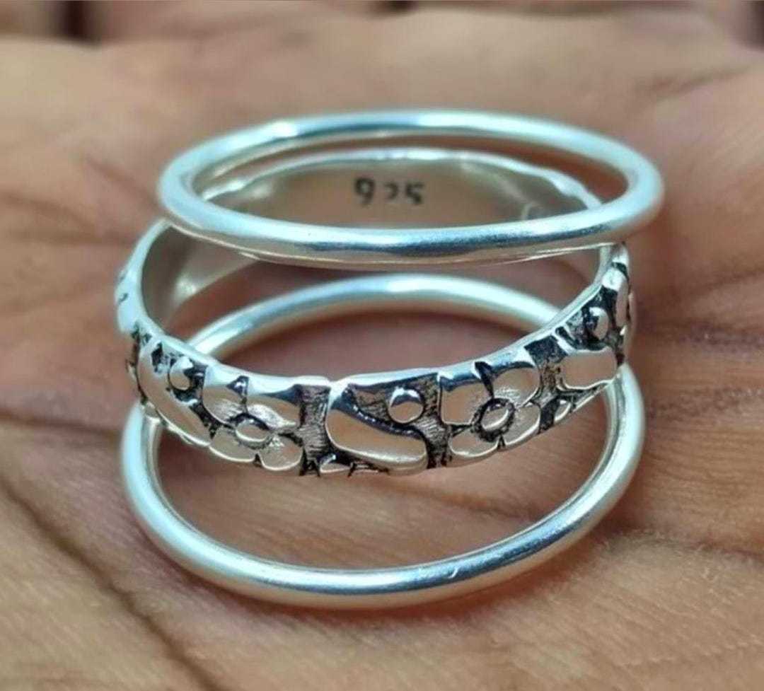 Stackable Rings Silver Stylish Handmade Sterling Silver Stackable Rings Set | Minimalist Jewelry - Etsy
