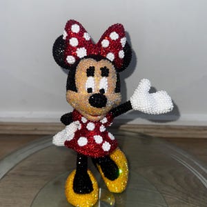 Handmade Rhinestone Minnie Mouse Figurine – Sparkly Disney-Inspired Decoration