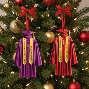 Graduation Ornaments Class of 2025 - Personalized Graduation Ornament 2025, Graduation Gown Ornament: School Name, Class of [Year]
