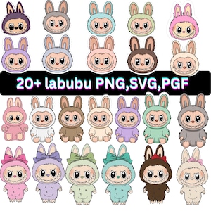 Labubu Designs SVG Bundle, Labubu Clipart, Labubu PNG, Cute Labubu Vector, Cartoon Character SVG, Cricut Cut Files, Digital Download, Labubu