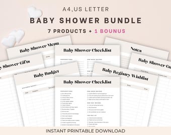 Baby Shower Planner Bundle Printable | Gender Neutral Baby Shower Checklist Binder | Budget, Guest List, Menu, Registry PDF Templates