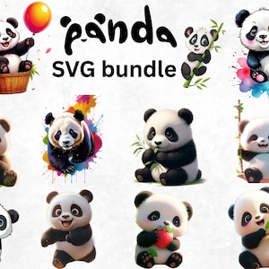 Watercolor Baby Panda Clipart: Transparent PNG, Commercial Use