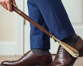 Gepersonaliseerde messing schoenlepel met houten handvat Cadeau voor kerst