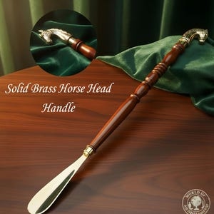 Personalized Brass Shoe Horn With Wooden Handle | Gift For Him & Her or Christmas | Luxury Shoe Accessory