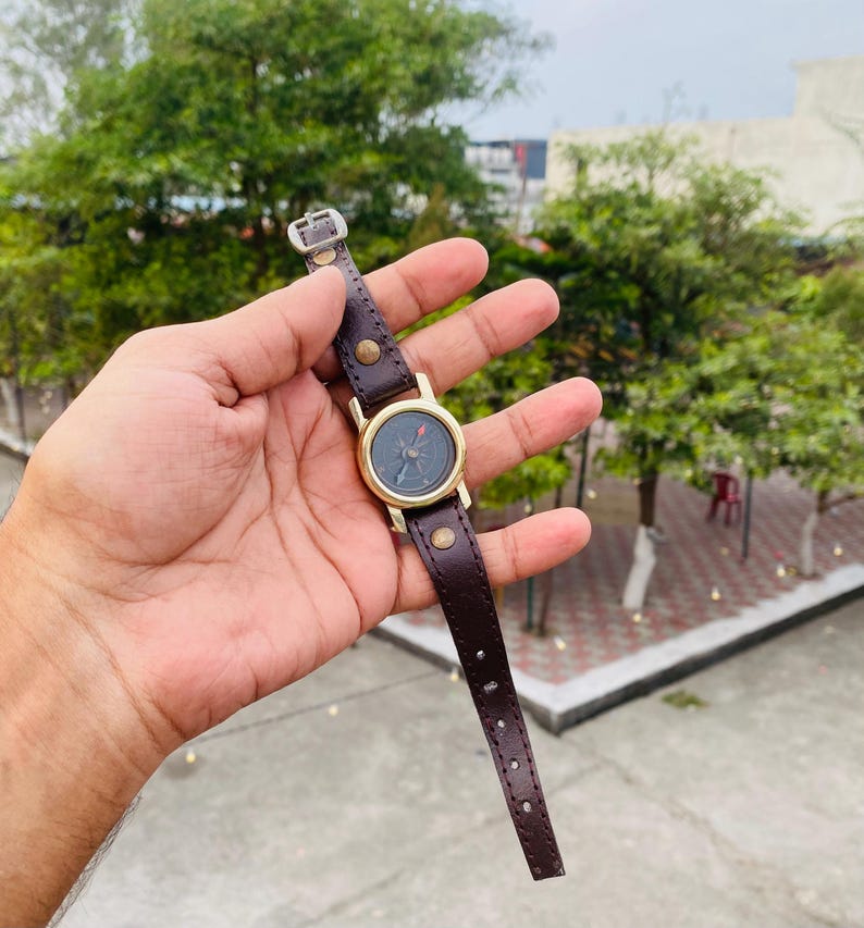 Personalized Brass Wrist Watch Compass Handmade ,For Her , Christmas , New Year Gift Polished