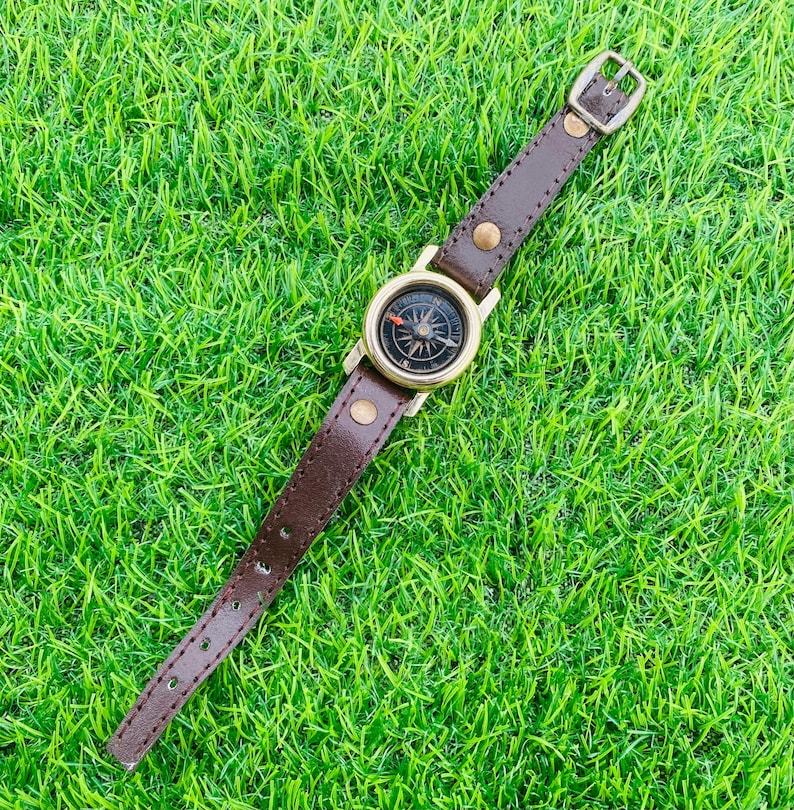 Personalized Brass Wrist Watch Compass Handmade ,For Her , Christmas , New Year Gift image 19