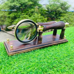 Personalized Brass Magnifying Glass , Letter Opener With Wooden Base Home Decor Christmas Gift