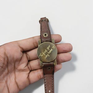 Personalized Brass Wrist Watch Compass Handmade ,For Her , Christmas , New Year Gift image 4