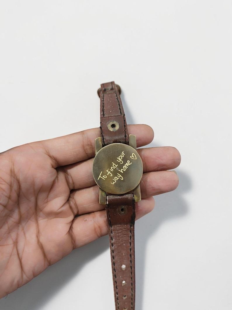 Personalized Brass Wrist Watch Compass Handmade ,For Her , Christmas , New Year Gift image 4