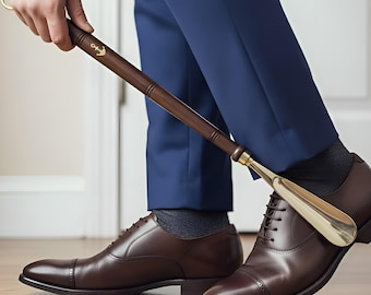 Personalized Brass Shoe Horn With Wooden Handle Gift For Christmas
