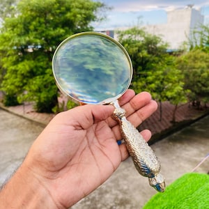 Engraved Handle Brass Magnifying Glass Gold Finish Dad Gift, Anniversary Gift, Christmas Gift