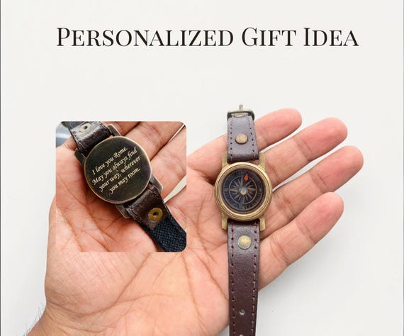Personalized Brass Wrist Watch Compass Handmade ,For Her , Christmas , New  Year Gift