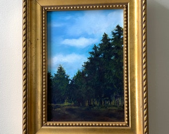 Original Oil "Sun Through the Pines" by Rainey Dewey