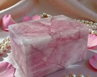 アイドル MAMAMOO Rose gold Cubic Stone BOX Rose Quartz Jewelry Box Handmade Pink Stone Storage Box Luxury