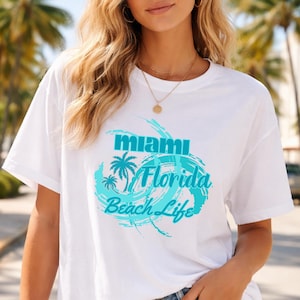 Miami Florida Beach Life T-Shirt | Palm Tree Surf Graphic Tee
