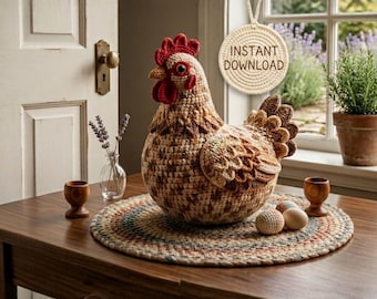 Patrón de gallina de ganchillo en PDF / Peluche de gallina amigurumi / Juguete de decoración de granja / Apto para principiantes