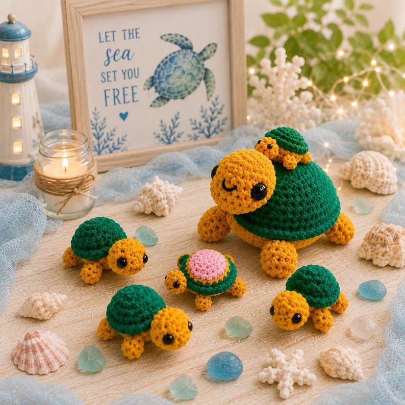 Crochet Turtle Family Set PDF Pattern | Beginner-friendly Amigurumi ...