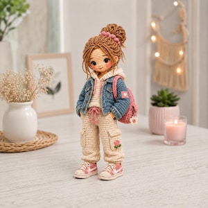 Cozy Denim Girl Amigurumi Doll Crochet Pattern PDF | Hoodie Girl   | Beginner Friendly Plush